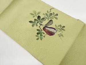 縮緬地金彩手描きアケビ模様名古屋帯